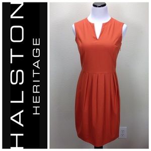 Halston Heritage Orange Sleeveless V-Neck …